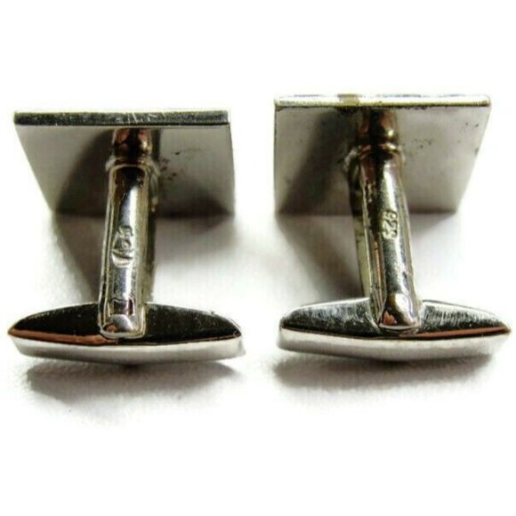 Joskes Moderist Square Ribbed Cufflinks Vintage Sterling Silver 925 Patina Tux - Picture 11 of 11